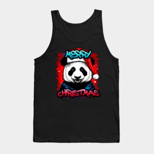 Merry Christmas Panda - Christmas Graphic Graffiti Art - Holiday Gift Tank Top